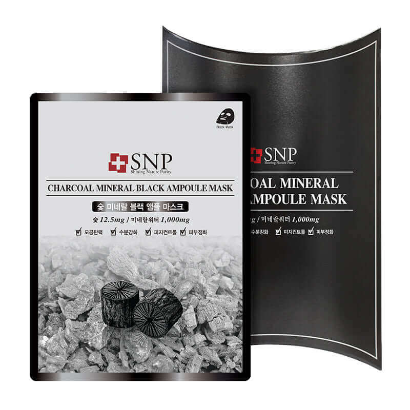 SNP Charcoal Mineral Black Ampoule Mask 25ml Korean Skincare Canada