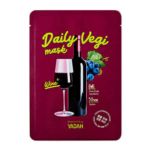 Yadah Daily Vege Mask Wine 23ml Korean Skincare Canada